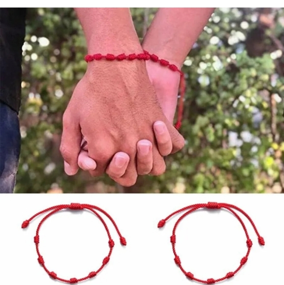 2Pcs 7 Knots Lucky Red String Bracelet Kabbalah Amulet Protection Rope Couples♡ - Picture 2 of 5